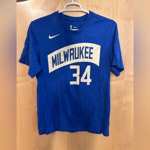 Nike NBA Blue Milwaukee Bucks Giannis Antetokounmpo T-shirt tshirt New NWT Large